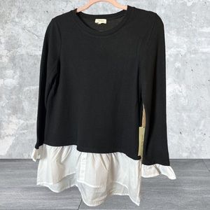 NWT Me & You Black Crew Neck Mock Layered Sweater Size Small
